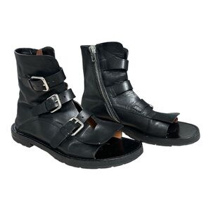 Jil Sander Black Leather Gladiator Sandals
